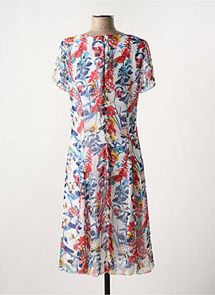 Robe mi-longue imprimé fleurs manches courtes rouge ELEONORA AMADEI femme