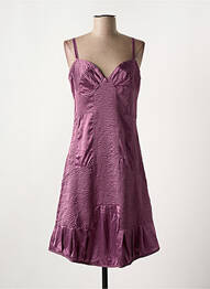 Robe mi-longue col v fines bretelles violet MAIS IL EST OU LE SOLEIL femme