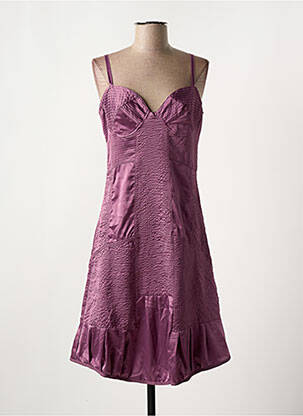 Robe mi-longue col v fines bretelles violet MAIS IL EST OU LE SOLEIL femme