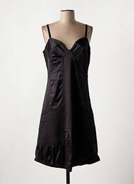 Robe mi-longue col v fines bretelles noir MAIS IL EST OU LE SOLEIL femme