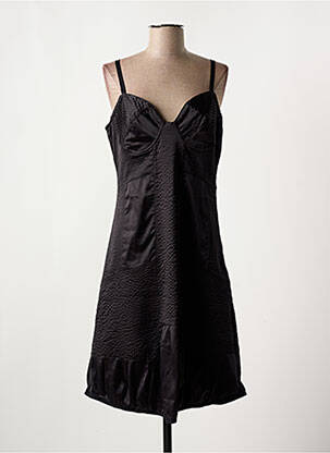 Robe mi-longue col v fines bretelles noir MAIS IL EST OU LE SOLEIL femme