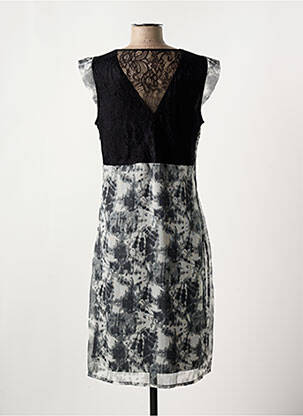Robe mi-longue imprimé fantaisie manches courtes gris FRANSA femme