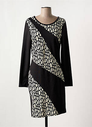 Robe mi-longue imprimé fantaisie manches longues noir POUSSIERE D'ETOLE femme
