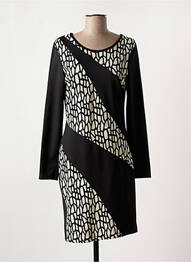 Robe mi-longue imprimé fantaisie manches longues noir POUSSIERE D'ETOLE femme