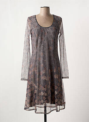 Robe mi-longue imprimé fleurs manches longues gris MYRINE ANTWERP femme