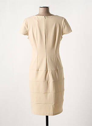 Robe mi-longue tissage crêpe manches courtes beige POUSSIERE D'ETOLE femme