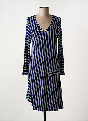 Robe mi-longue manches longues manches longues bleu 3322 femme