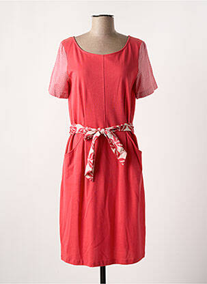 Robe mi-longue manches courtes manches courtes rouge NIU femme
