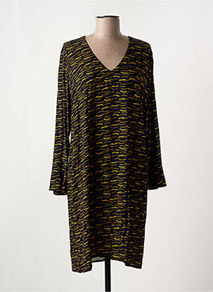 Robe mi-longue imprimé fantaisie manches longues noir LA FEE MARABOUTEE femme