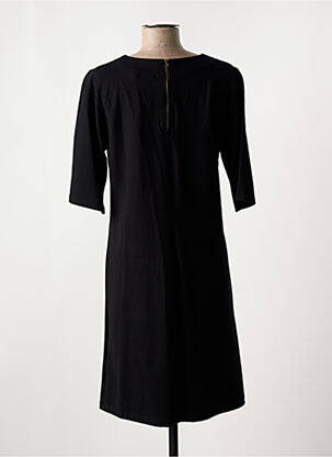 Robe mi-longue fermeture zippée au dos manches courtes noir FLEUR DE SEL femme