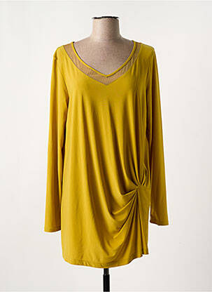 Tunique manches longues col v jaune 3322 femme
