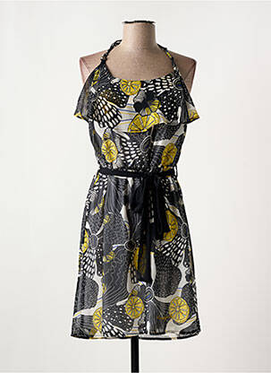 Robe mi-longue imprimé fleurs sans manche noir DESIGUAL femme