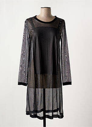 Robe mi-longue coupe fluide manches longues noir FRANCK ANNA femme