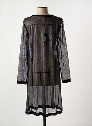 Robe mi-longue coupe fluide manches longues noir FRANCK ANNA femme
