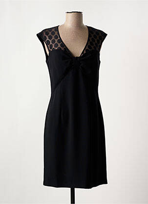 Robe courte fermeture zippée au dos manches courtes noir BLANC NATURE femme