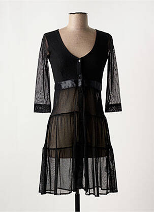 Robe courte manches 3/4 manches 3/4 noir MAIS IL EST OU LE SOLEIL femme
