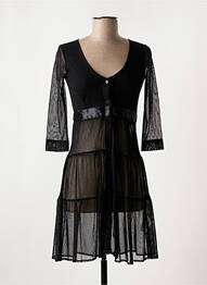 Robe courte manches 3/4 manches 3/4 noir MAIS IL EST OU LE SOLEIL femme