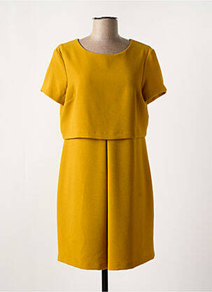 Robe courte manches courtes manches courtes jaune POUSSIERE D'ETOLE femme