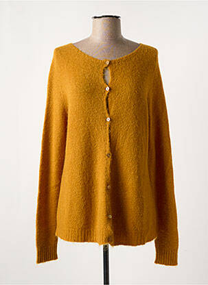 Gilet manches longues col rond jaune LA FEE MARABOUTEE femme