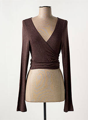 Gilet cache-cœur stretch marron MYRINE & ME femme