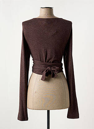 Gilet cache-cœur stretch marron MYRINE & ME femme