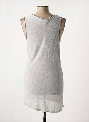 Pull tunique tissage chiné sans manche gris EVA KAYAN femme