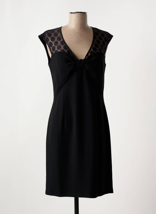 Robe courte fermeture zippée au dos manches courtes noir BLANC NATURE femme