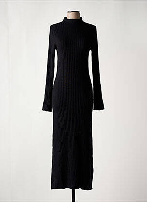 Robe pull col col montant manches longues noir MAJESTIC FILATURES femme