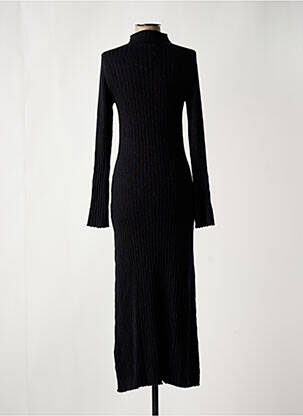 Robe pull col col montant manches longues noir MAJESTIC FILATURES femme