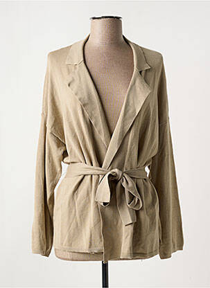 Veste casual col tailleur beige MAJESTIC FILATURES femme