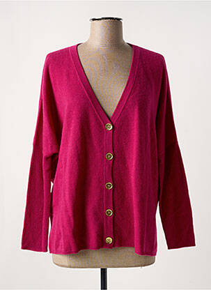 Gilet manches longues fermeture boutonnée sur le devant violet ABSOLUT CASHMERE femme