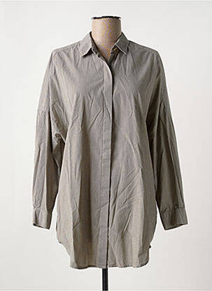 Chemisier tissage popeline manches longues gris SESSUN femme