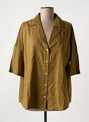 Chemisier tissage crêpe manches courtes marron DIEGA femme