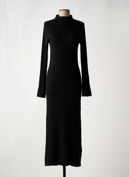 Robe pull col col montant manches longues noir MAJESTIC FILATURES femme