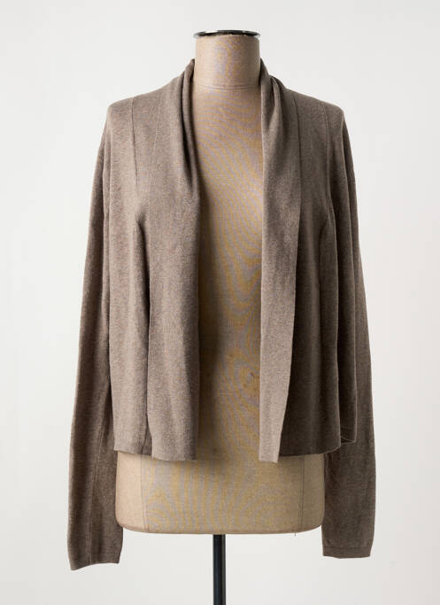 Gilet manches longues col châle marron MAJESTIC FILATURES femme