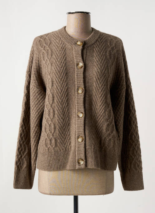 Gilet manches longues marron MAJESTIC FILATURES pour femme