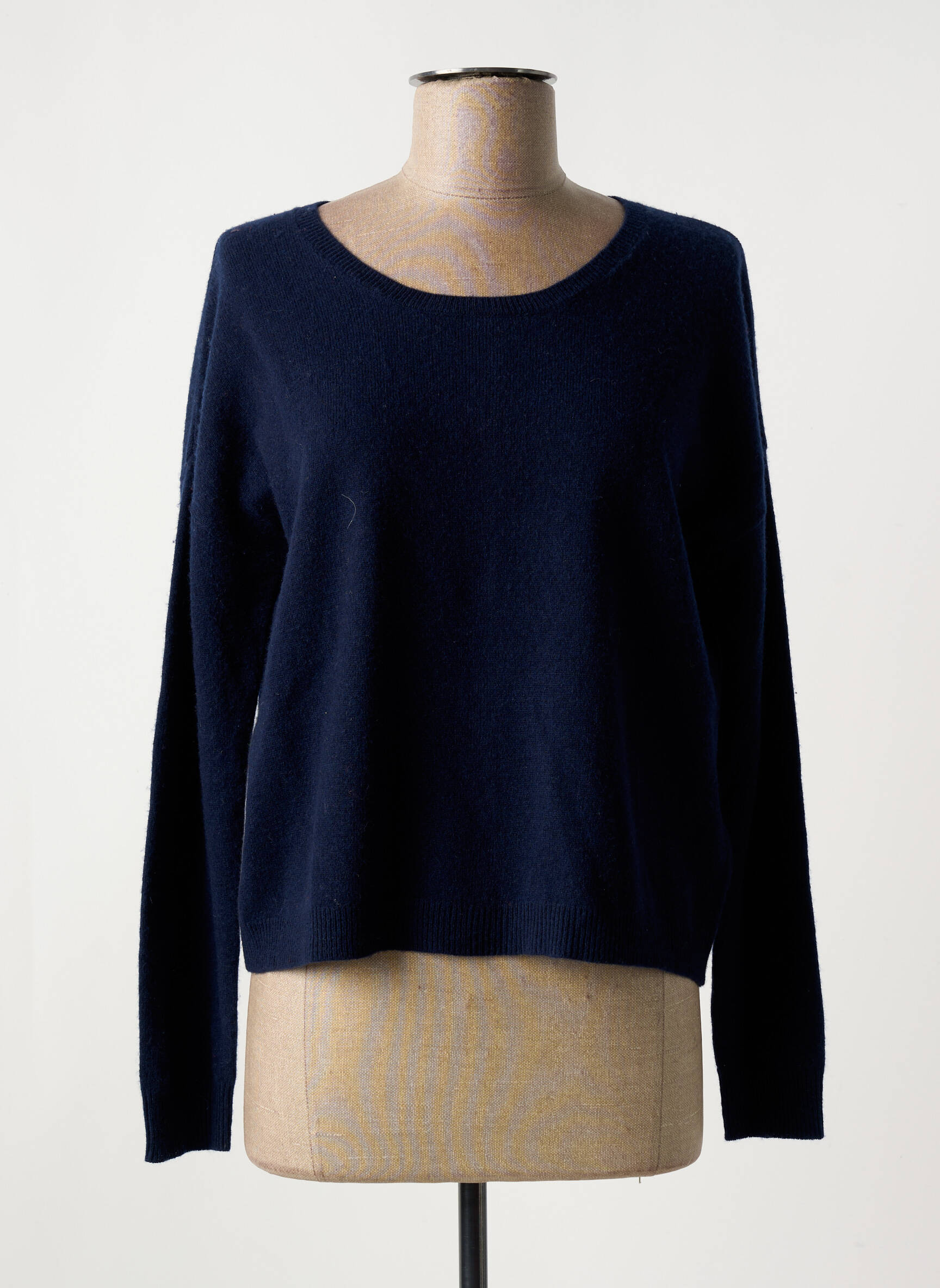 Alain Manoukian Manoukian Echarpe Cachemire Pull Col Rond Bleu - Main Image