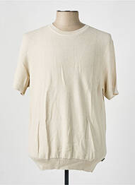 Pull stretch manches courtes beige HUGO BOSS homme