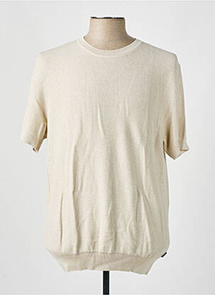 Pull stretch manches courtes beige HUGO BOSS homme