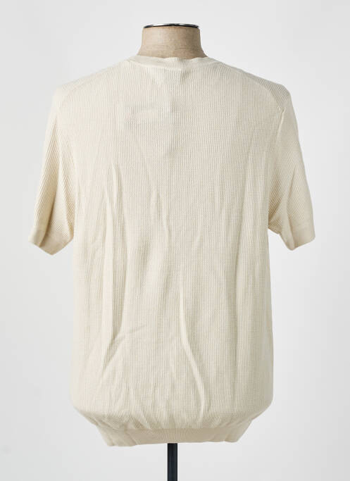 Pull stretch manches courtes beige HUGO BOSS homme