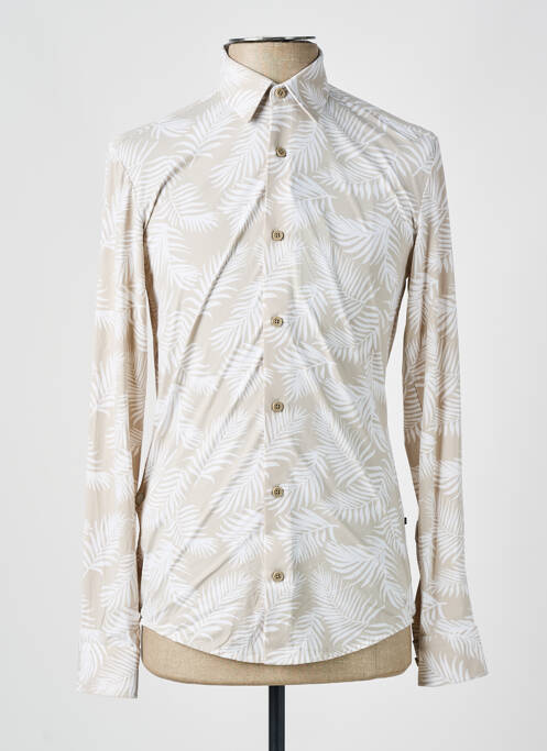 Chemise manches longues beige HUGO BOSS pour homme