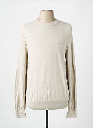 Pull col rond manches longues beige HUGO BOSS homme