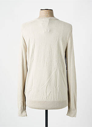 Pull col rond manches longues beige HUGO BOSS homme