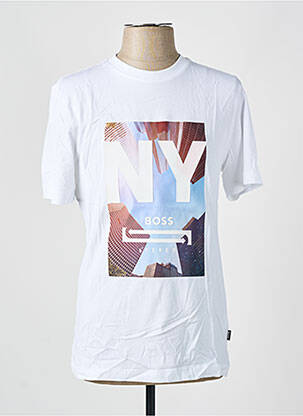 T-shirt coupe droite manches courtes blanc HUGO BOSS homme