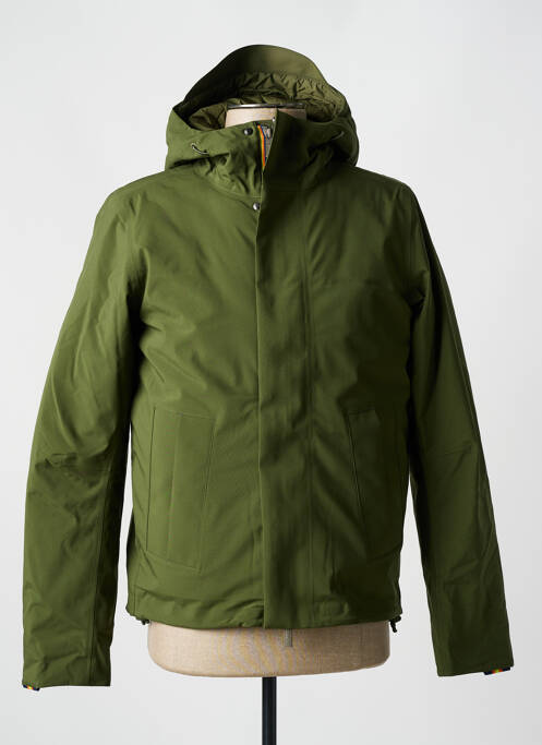 Parka fermeture zippée sous rabat scratché a capuche vert KWAY homme