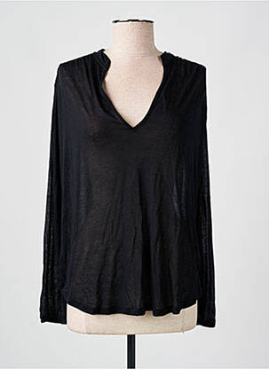 Top coupe fluide manches longues noir MAJESTIC FILATURES femme