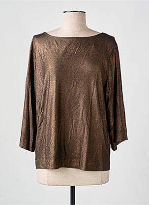Top coupe fluide manches 3/4 marron MAJESTIC FILATURES femme