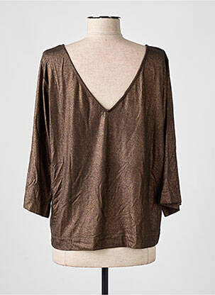 Top coupe fluide manches 3/4 marron MAJESTIC FILATURES femme