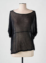 Top coupe fluide manches 3/4 noir MAJESTIC FILATURES femme