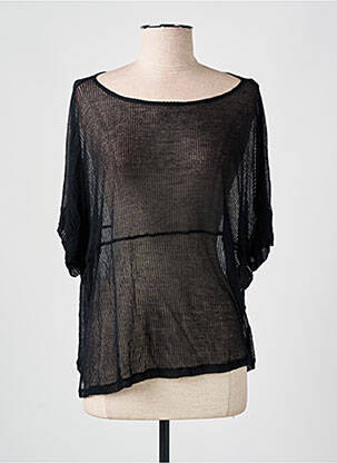 Top coupe fluide manches 3/4 noir MAJESTIC FILATURES femme